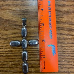 Mexican .925 silver cross pendant 3 1/4 inches tall